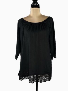 Black N Touch Crochet-Hem Women's Top, M